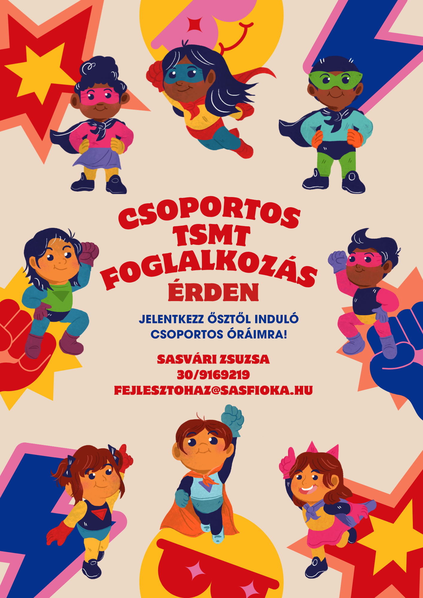 Ssoportos tsmt foglalkozás plakátja Csoportos TSMT foglalkozás Érden a Sasfióka fejlesztőházban
